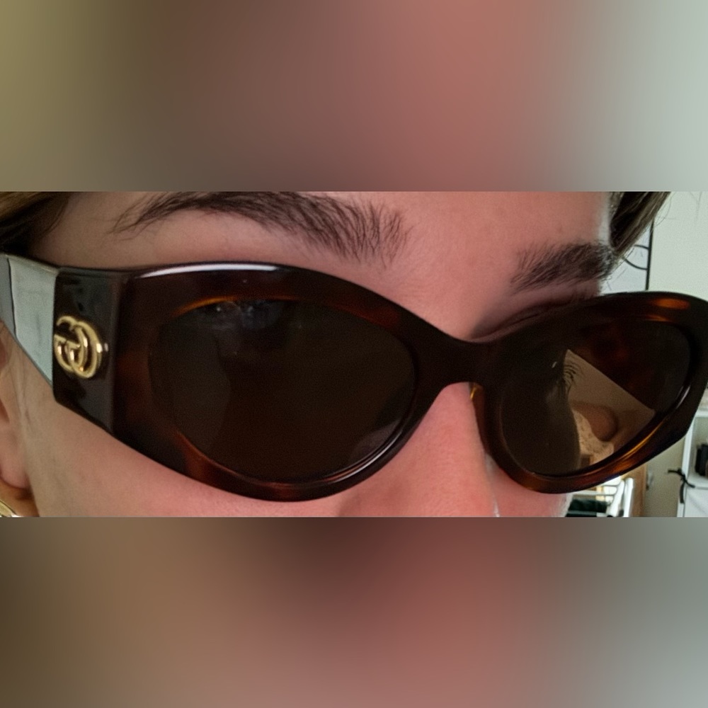 GUCCI BROWN CAT-EYE FRAME SUNGLASSES